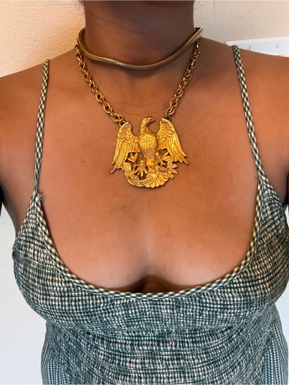 Vintage Napier gold bald eagle choker necklace